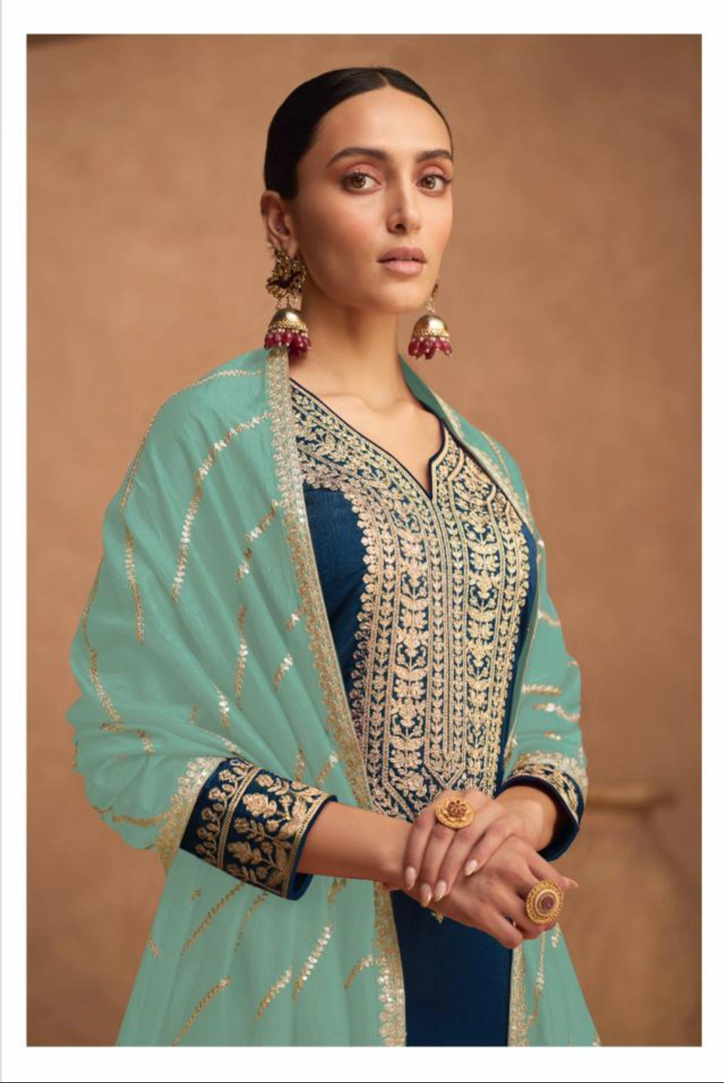 TRADITIONAL DESIGNER SILK SALWAR SUIT FOR A TIMELESS LOOK - 9621-ETHNIC WEAR FOR WOMEN