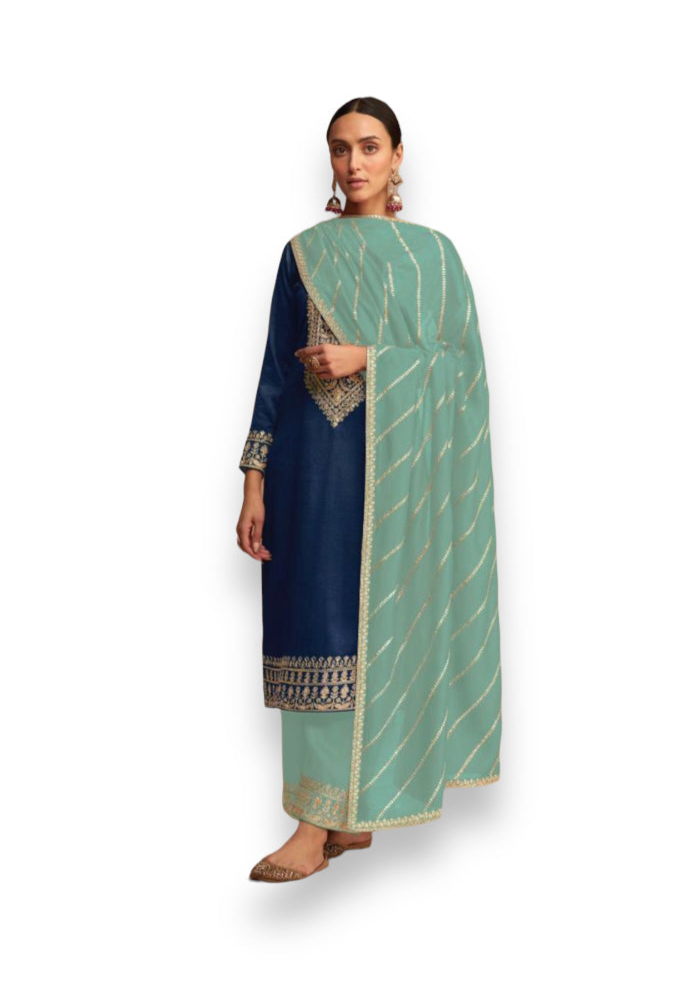 TRADITIONAL DESIGNER SILK SALWAR SUIT FOR A TIMELESS LOOK - 9621-ETHNIC WEAR FOR WOMEN