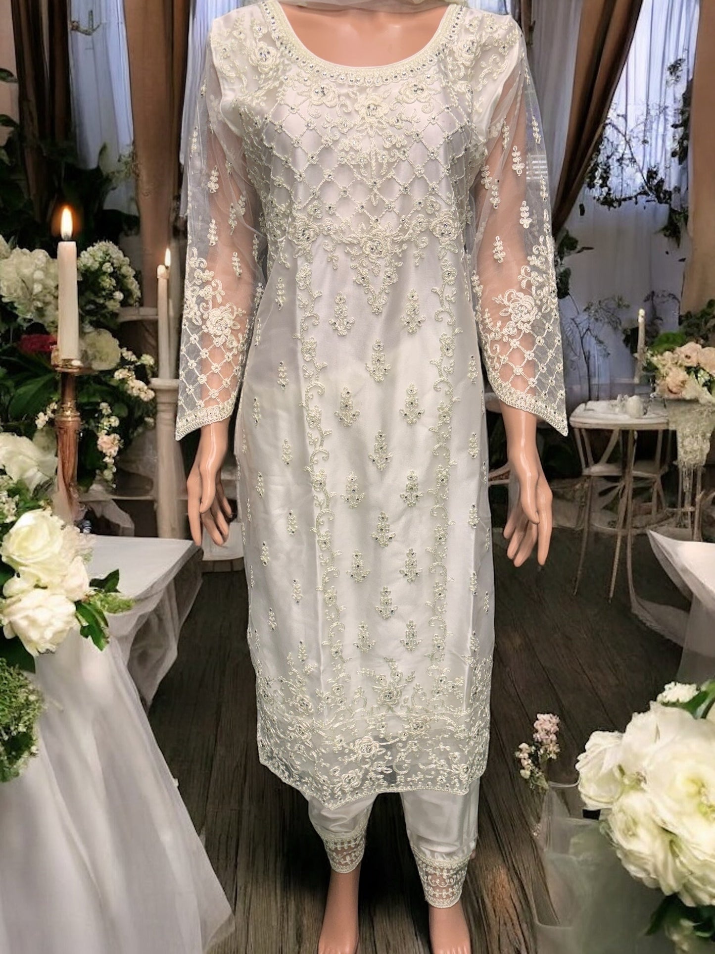 TRADITIONAL OFF WHITE DESIGNER SALWAR SUIT- ETHNIC WEAR FOR WOMEN