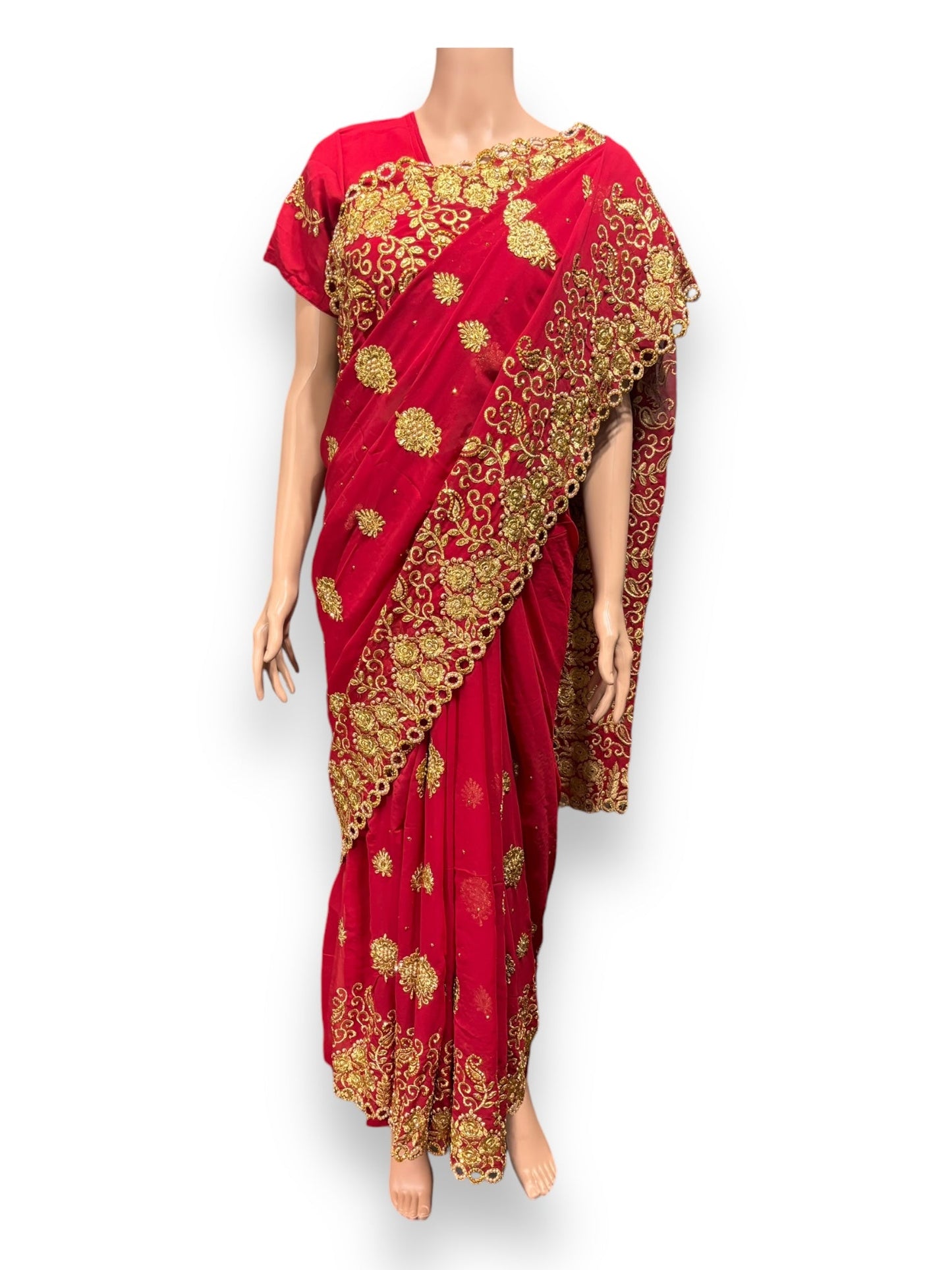 TRADITIONAL DESIGNER SAREE WITH READY BLOUSE – ELEGANT INDIAN ETHNIC WEAR- 014