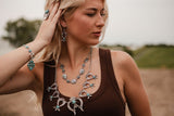 Squash Blossom and Faux Turquoise & Earring Set - 24 inch necklace