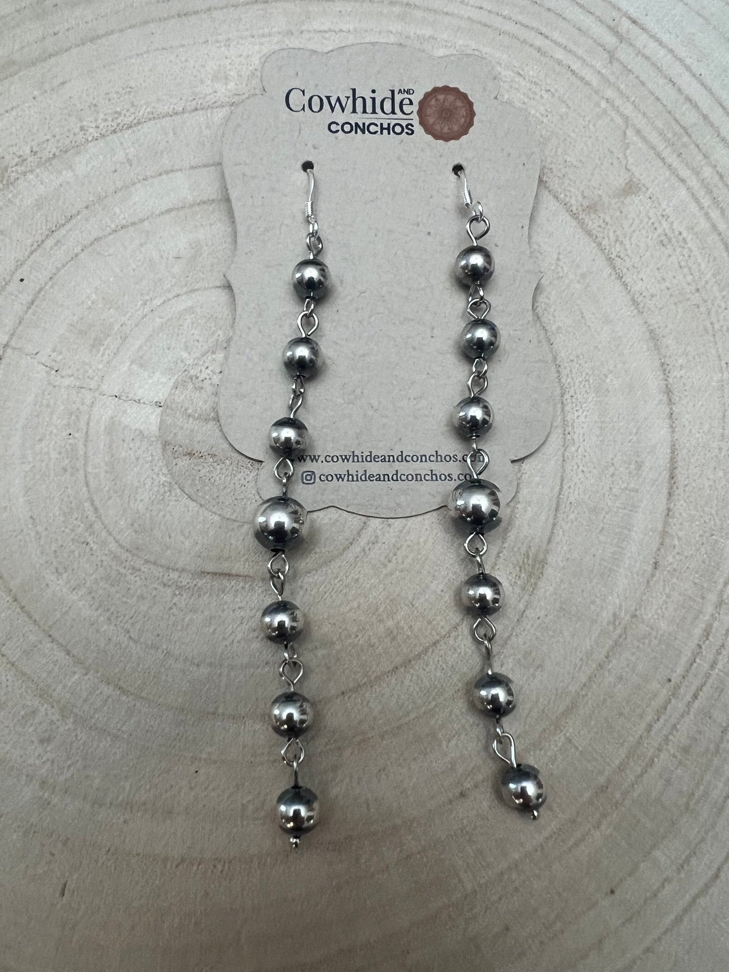 Sterling Silver Pearls dangle earrings - 3 1/2 inch drop!