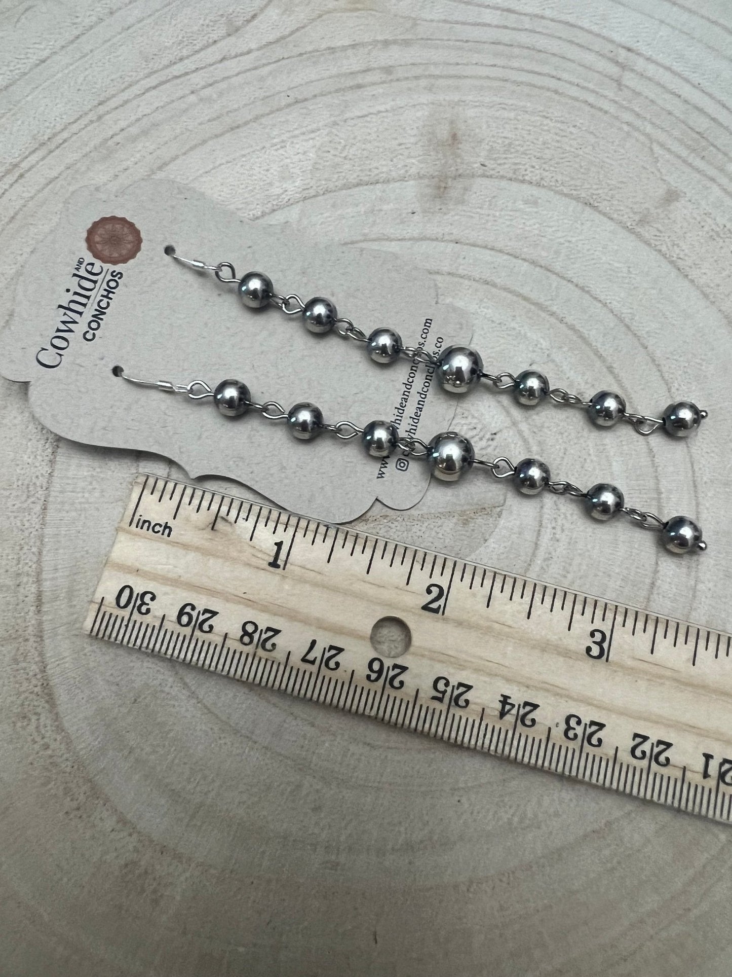 Sterling Silver Pearls dangle earrings - 3 1/2 inch drop!