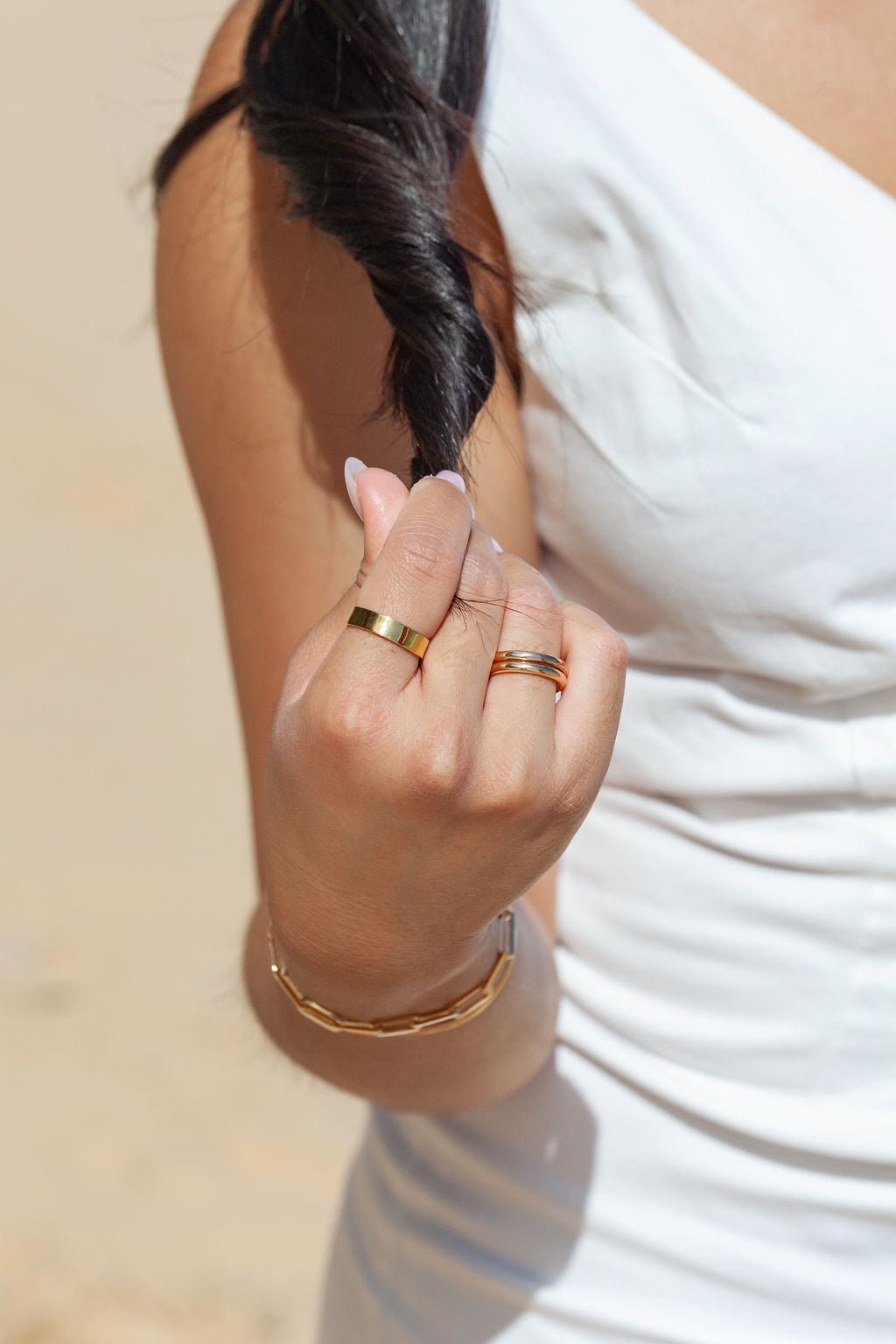 THICK GOLD FLAT BAND RING - HALOA