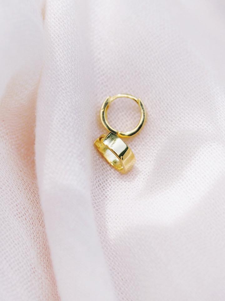 TINY THICK SQUARED VERMEIL HUGGIE HOOP EARRINGS - HANAALOHA