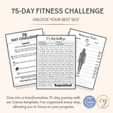 75-Day Fitness Challenge Canva Template - Editable Daily Planner