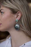 Western Concho Dangle Earrings with Faux Turquoise
