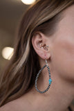 Western Cross with Faux Turquoise Metal Pearl Teardrop Earrings - 2 1/2 inch drop