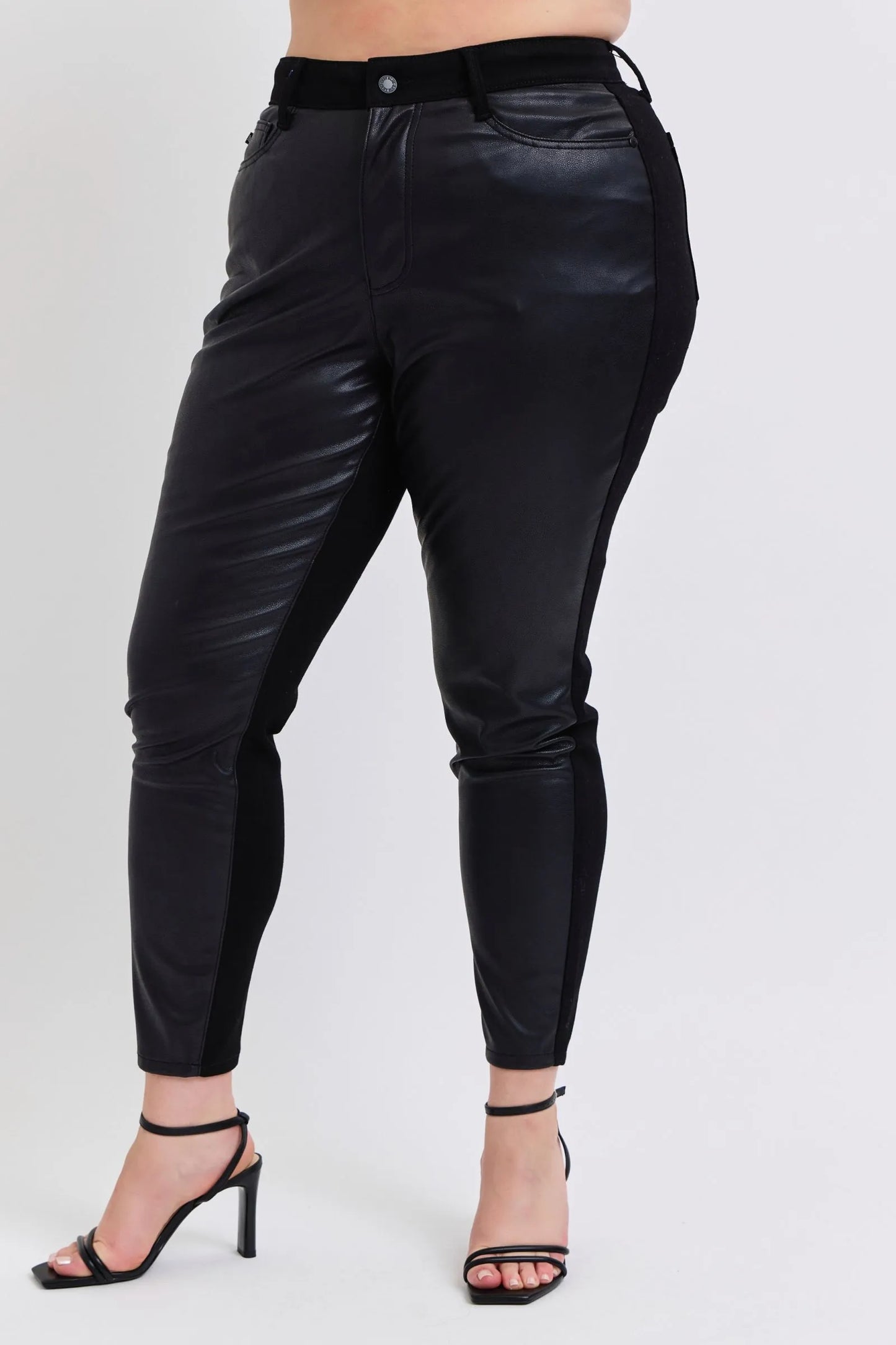 JUDY BLUE PLUS SIZE HW FAUX LEATHER SKINNY PANTS