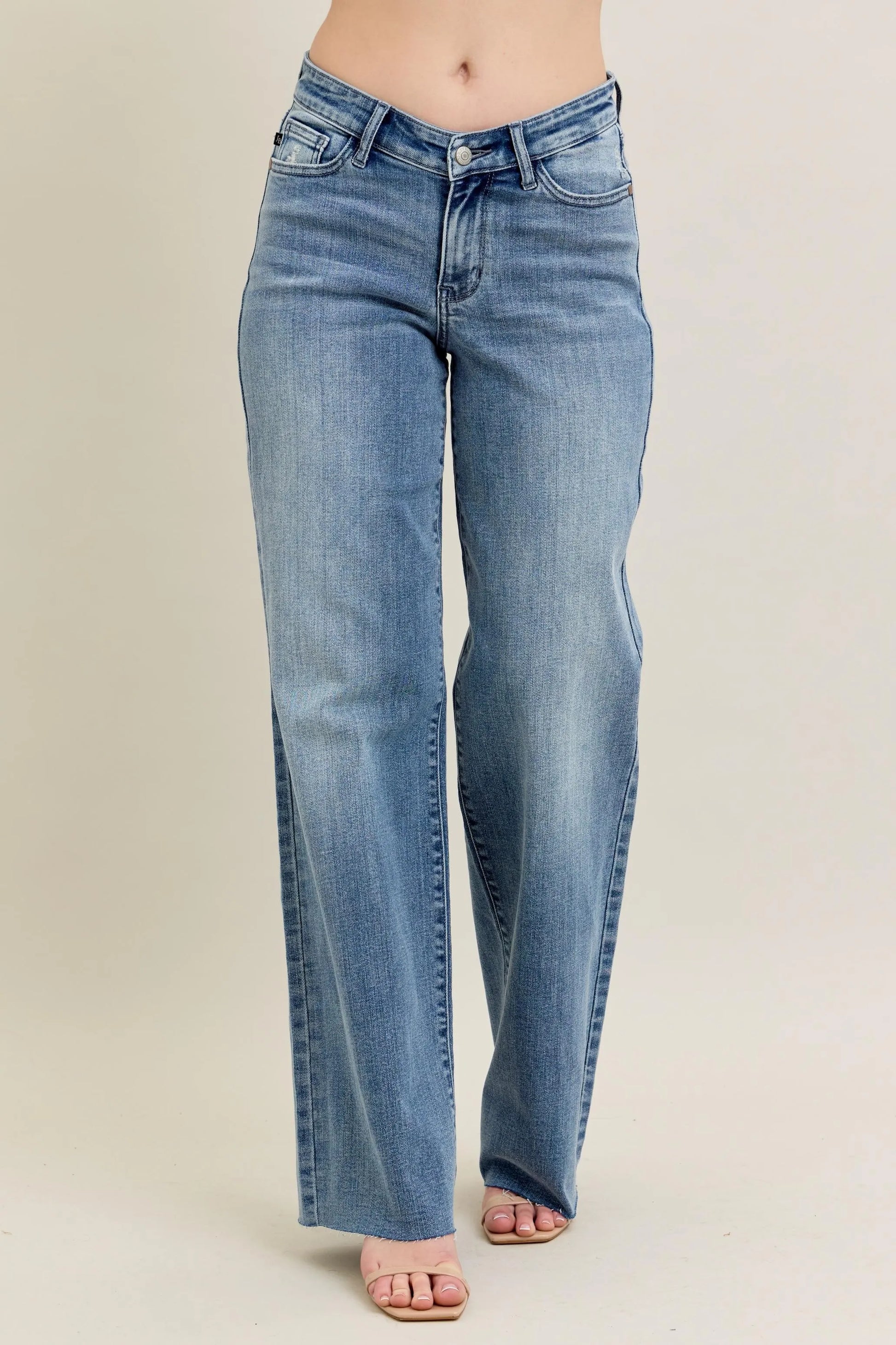 JUDY BLUE FULL SIZE V - FRONT BAGGY JEANS PLUS SIZE