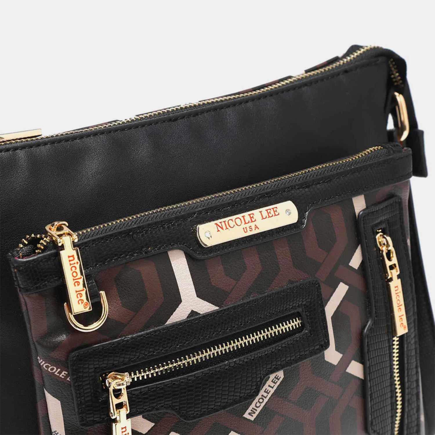 NICOLE LEE USA GEOMETRIC PATTERN CROSSBODY BAG