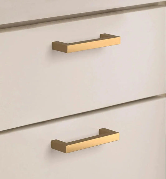 SQUARED CHAMPAGNE BRONZE CABINET HANDLES: ELEGANT HARDWARE FOR KITCHEN & FURNITURE | HANDCRAFTED DÉCOR BRASS CABINET PULL - DRAWER PULLS