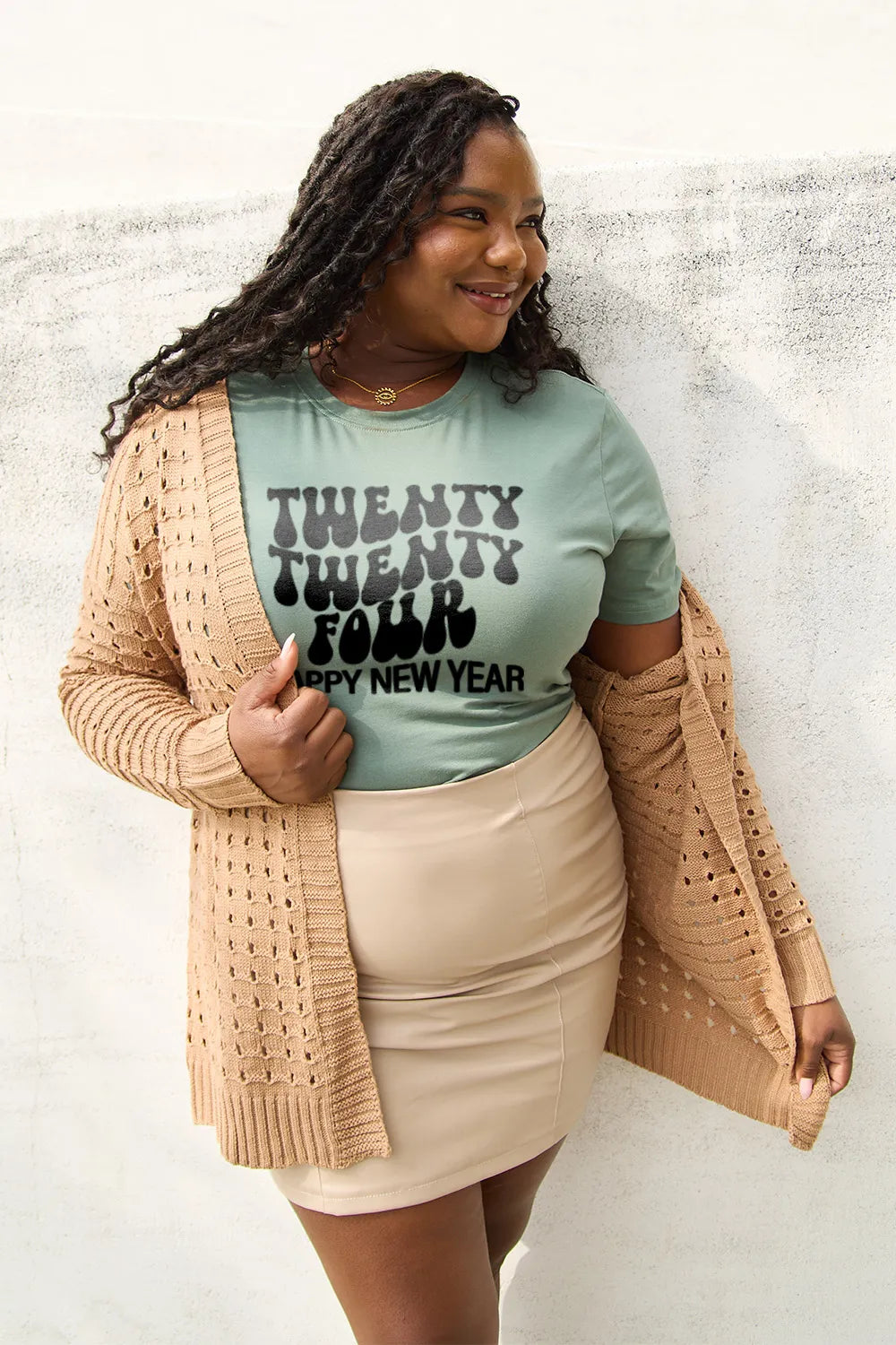 SIMPLY LOVE FULL SIZE TWENTY TWENTY FOUR HAPPY NEW YEAR SHORT SLEEVE T-SHIRT