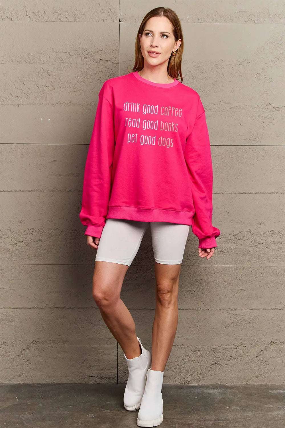 SIMPLY LOVE FULL SIZE LETTER GRAPHIC ROUND NECK SWEATSHIRT