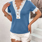 IVY LANE LACE DETAIL V-NECK SHORT SLEEVE T-SHIRT