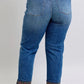 JUDY BLUE FULL SIZE MR PLAID PRINT CUFF BF JEANS PLUS SIZE