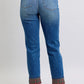 JUDY BLUE FULL SIZE MR PLAID PRINT CUFF BF JEANS PLUS SIZE