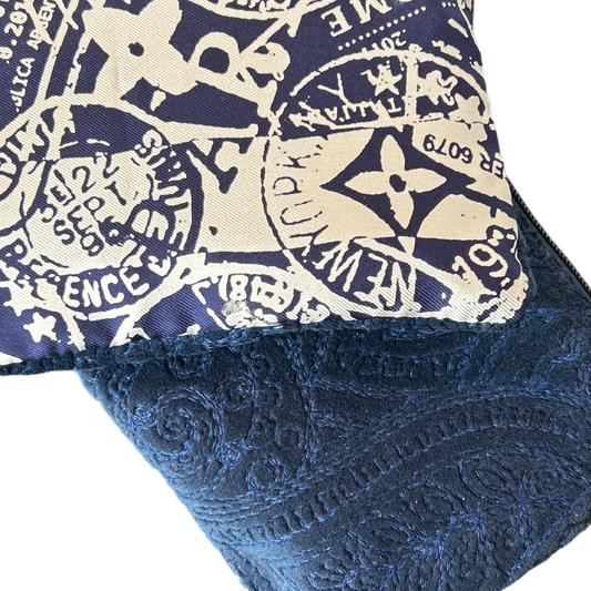TRAVEL STAMPS VINTAGE SILK SCARF COFFEE RUN KEYCHAIN BAG