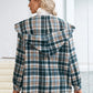 IVY LANE PLAID SNAP DOWN HOODED JACKET