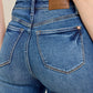 JUDY BLUE FULL SIZE HW VINTAGE WASH RELEASE HEM KICK FLARE JEANS PLUS SIZE
