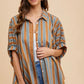 ANNIE WEAR OVERSIZED DROP SHOULDER STRIPED WOVEN SHIRT