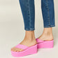 WILD DIVA OPEN TOE PLATFORM WEDGE SANDALS
