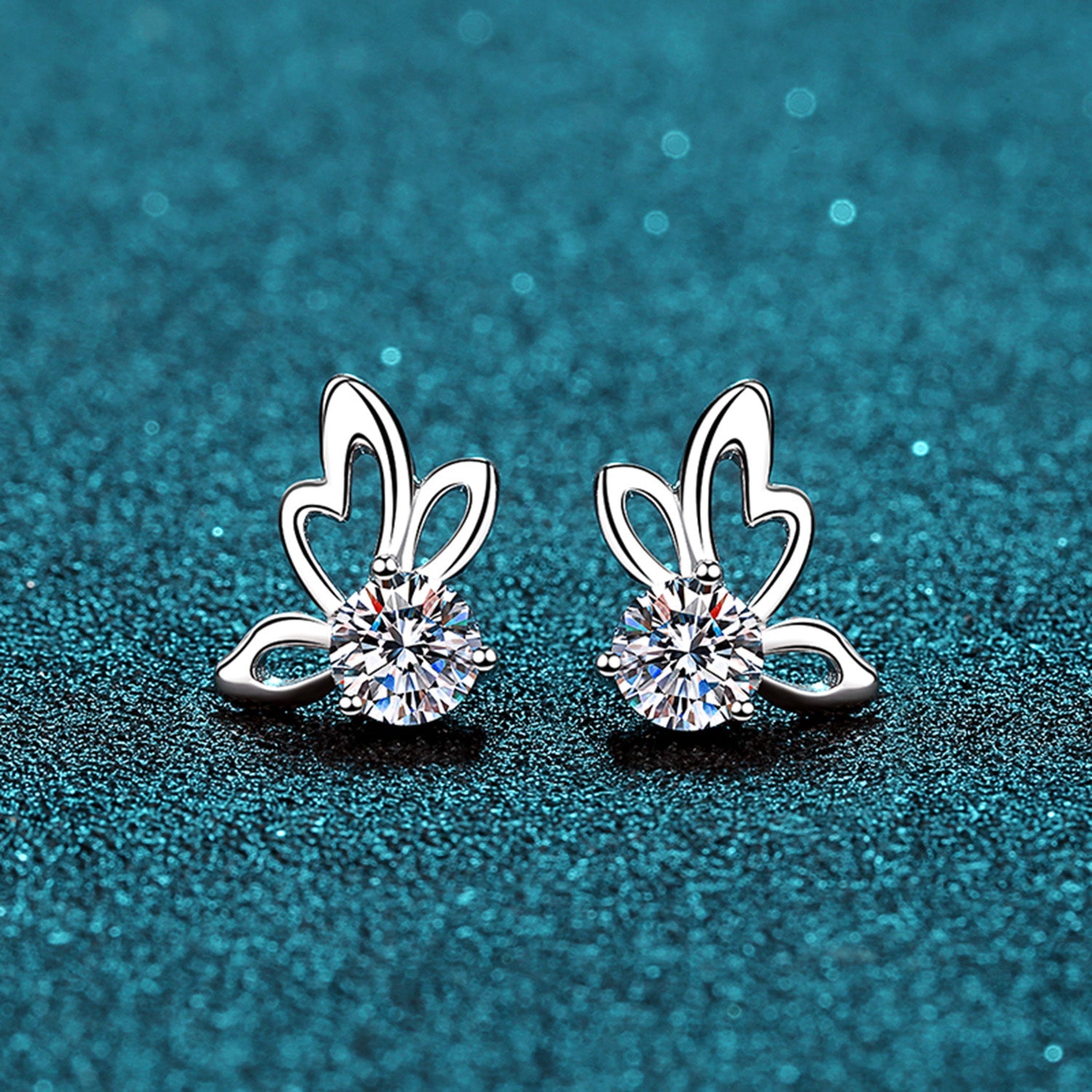 1 CARAT MOISSANITE BUTTERFLY SHAPE EARRINGS-Thriftique Marketplace