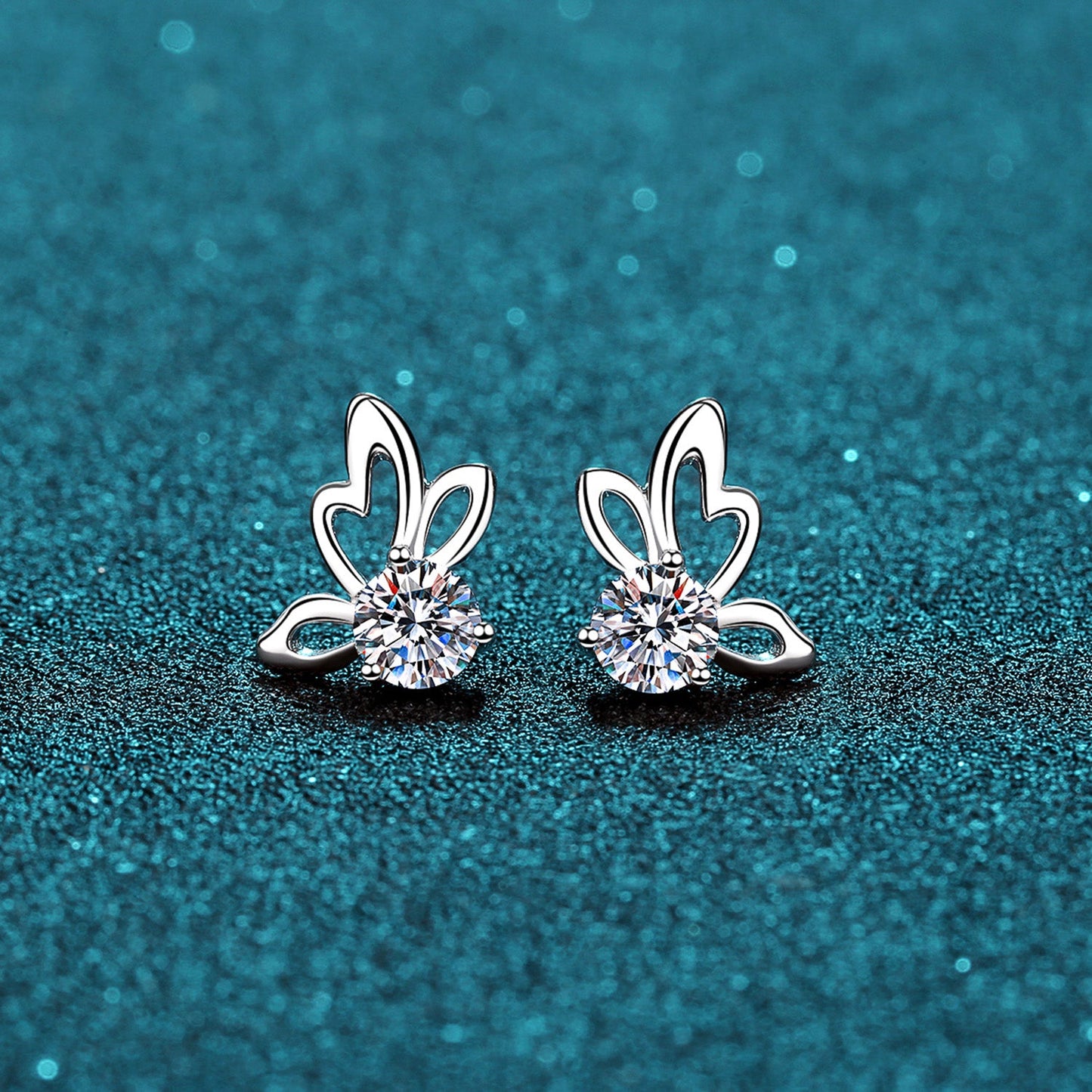 1 CARAT MOISSANITE BUTTERFLY SHAPE EARRINGS-Thriftique Marketplace