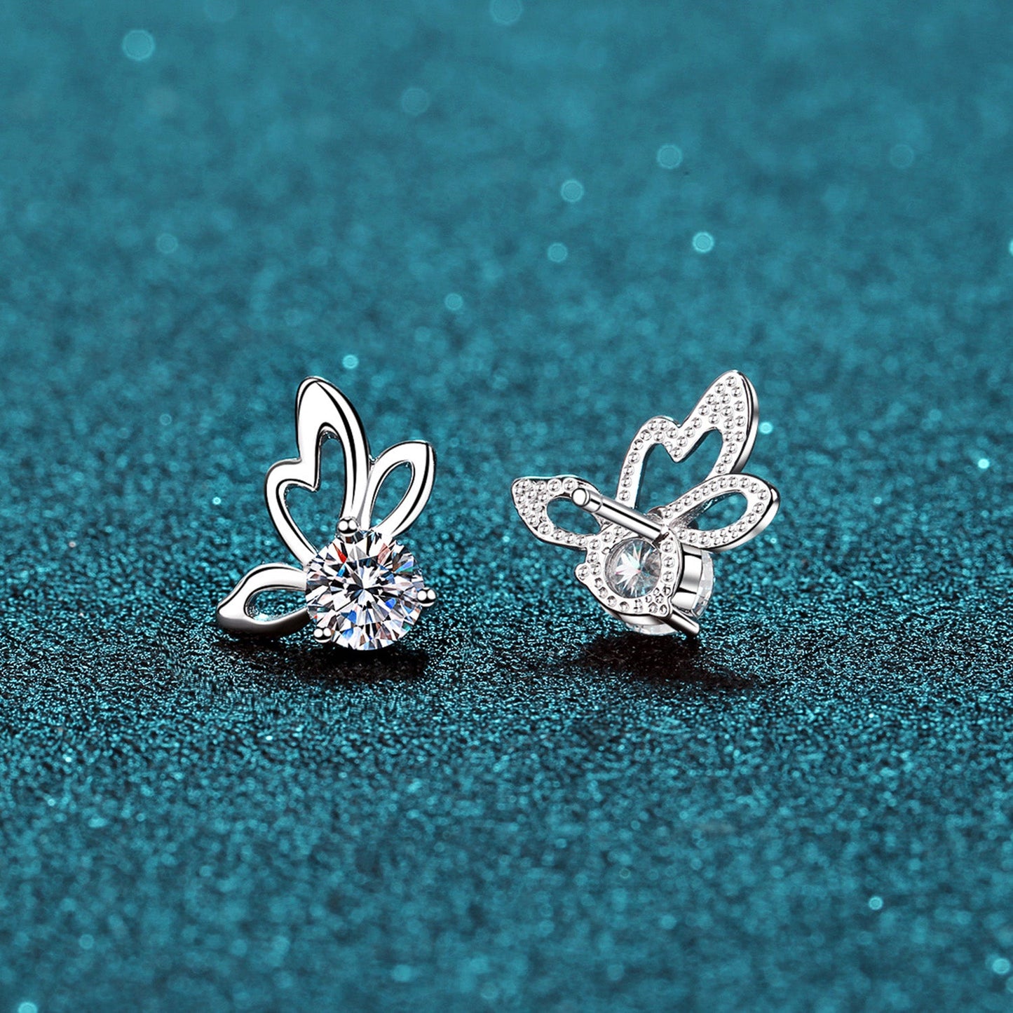 1 CARAT MOISSANITE BUTTERFLY SHAPE EARRINGS-Thriftique Marketplace