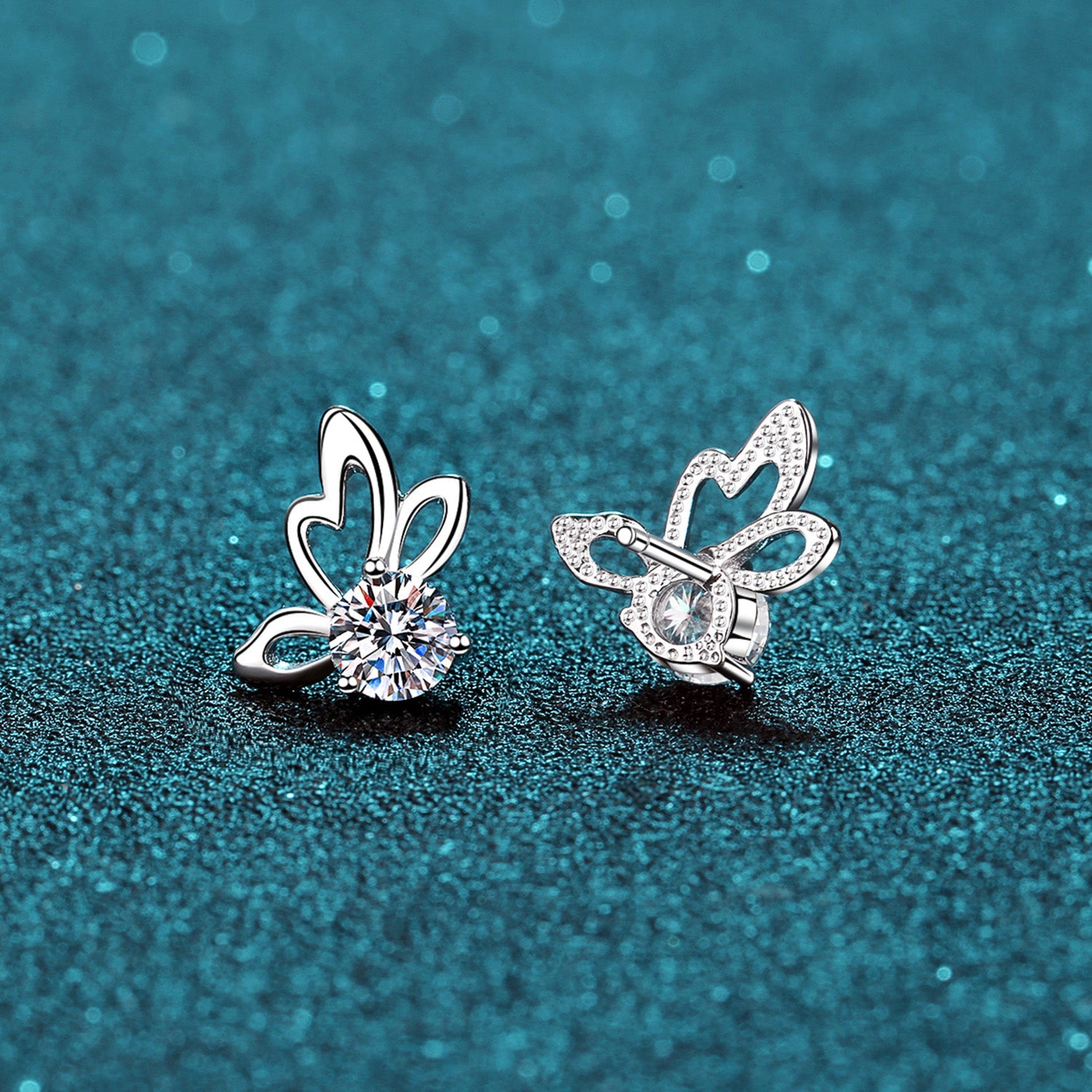 1 CARAT MOISSANITE BUTTERFLY SHAPE EARRINGS-Thriftique Marketplace