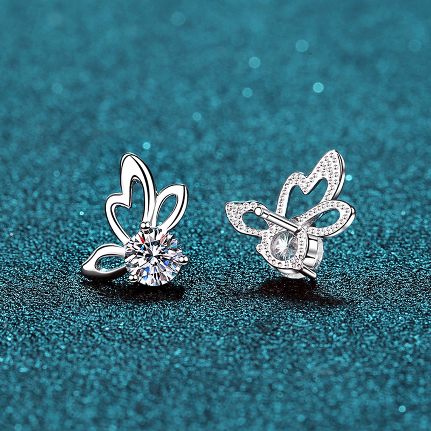 1 CARAT MOISSANITE BUTTERFLY SHAPE EARRINGS-Thriftique Marketplace