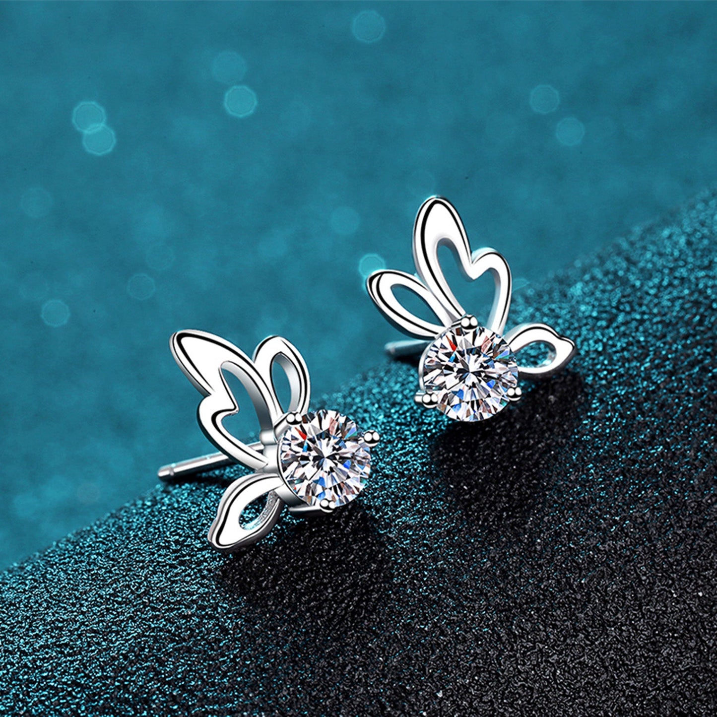 1 CARAT MOISSANITE BUTTERFLY SHAPE EARRINGS-Thriftique Marketplace