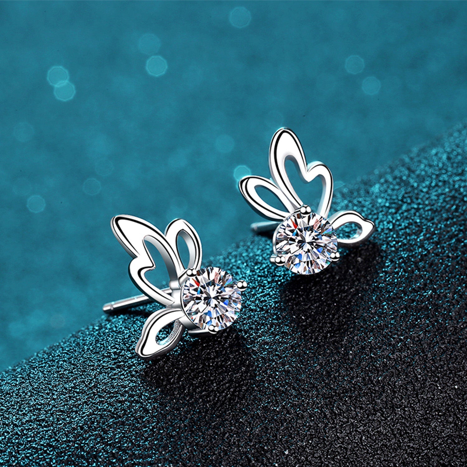 1 CARAT MOISSANITE BUTTERFLY SHAPE EARRINGS-Thriftique Marketplace