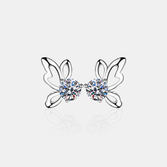 1 CARAT MOISSANITE BUTTERFLY SHAPE EARRINGS-Thriftique Marketplace