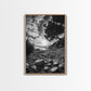 SUNSET BEACH VIEW, WIDE ANGLE PERSPECTIVE, NATURE SHORELINE, MONOCHROME LANDSCAPE, FRAMED CANVAS PRINT, HALLWAY WALL ART, BEACH DECOR