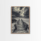 STORMY BEACH DOCK, DRAMATIC SKIES, COASTAL MOOD, FRAMED CANVAS PRINT, FALL WALL ART, ENTRYWAY DECOR, MOODY SEASCAPE, RUSTIC COASTAL HOME
