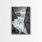 STORMY COAST, CRASHING WAVES, OCEAN DRAMA, FRAMED CANVAS PRINT, LIVING ROOM WALL ART, BOLD SEASCAPE PHOTOGRAPHY, MONOCHROME MODERN ART