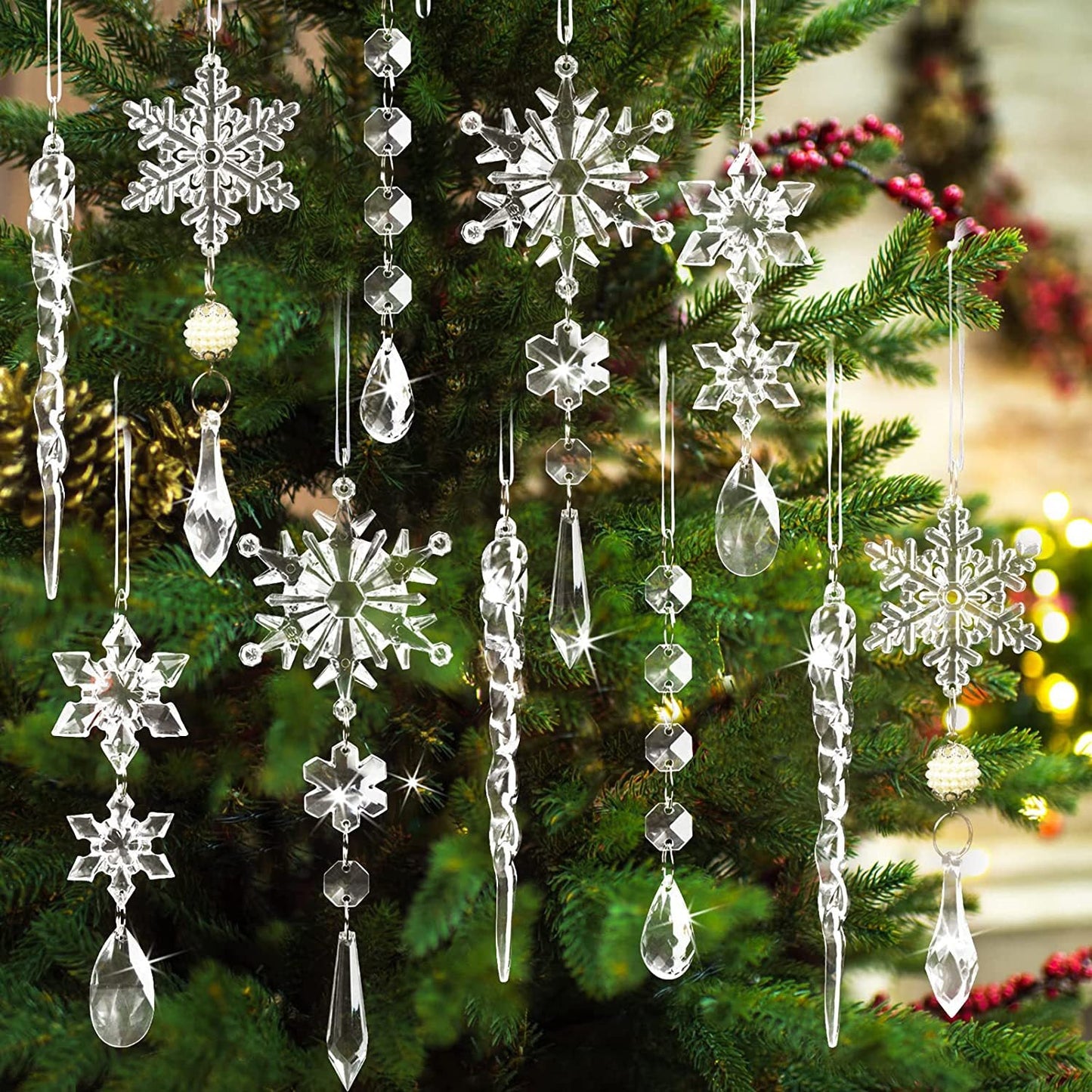 10-PIECE ACRYLIC ICICLE ORNAMENTS-Thriftique Marketplace