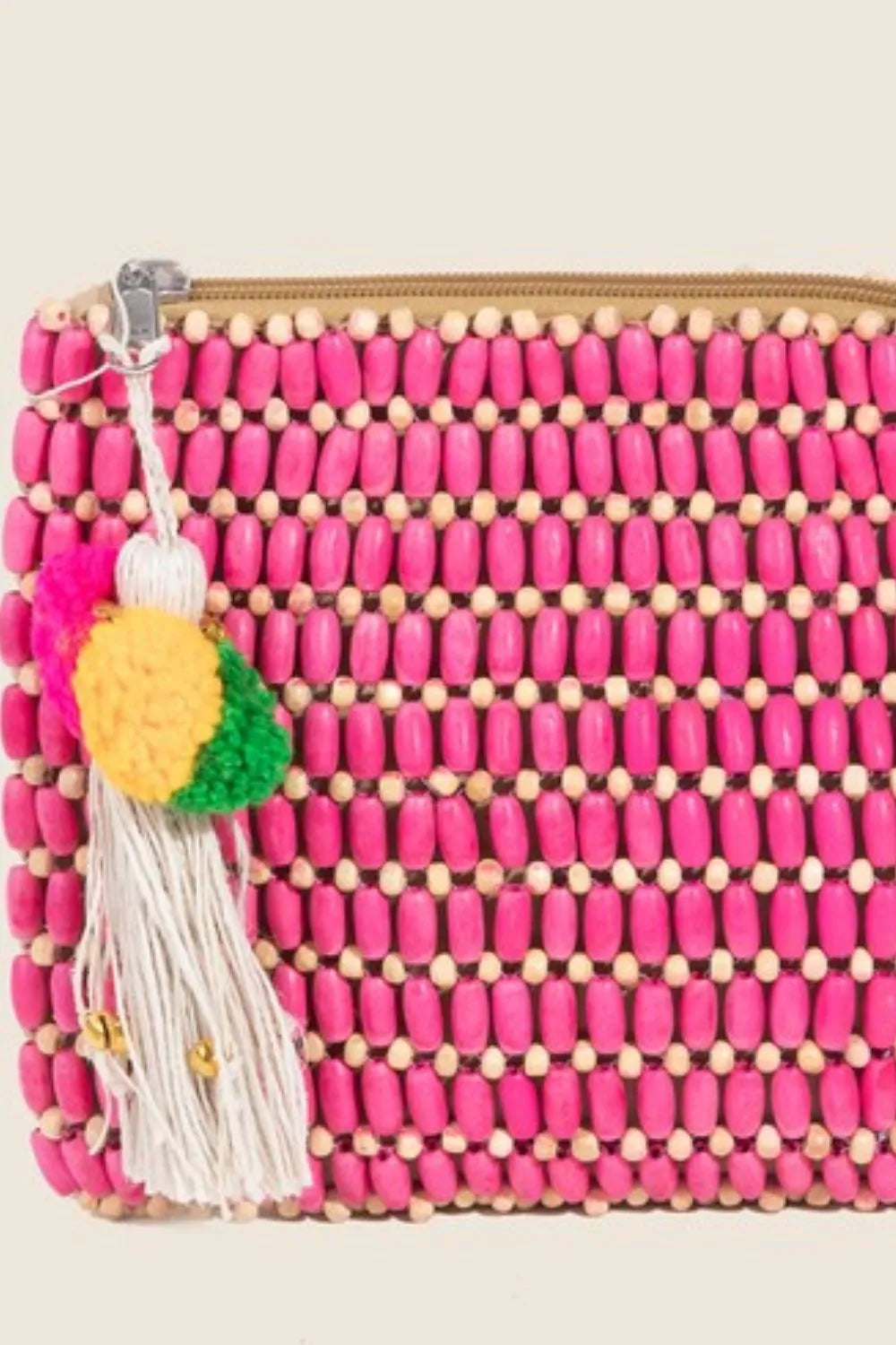 FAME WOODEN BEADED RECTANGLE BAG