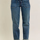 JUDY BLUE FULL SIZE HW VINTAGE WASH JEANS W/ DRAWSTRING PLUS SIZE