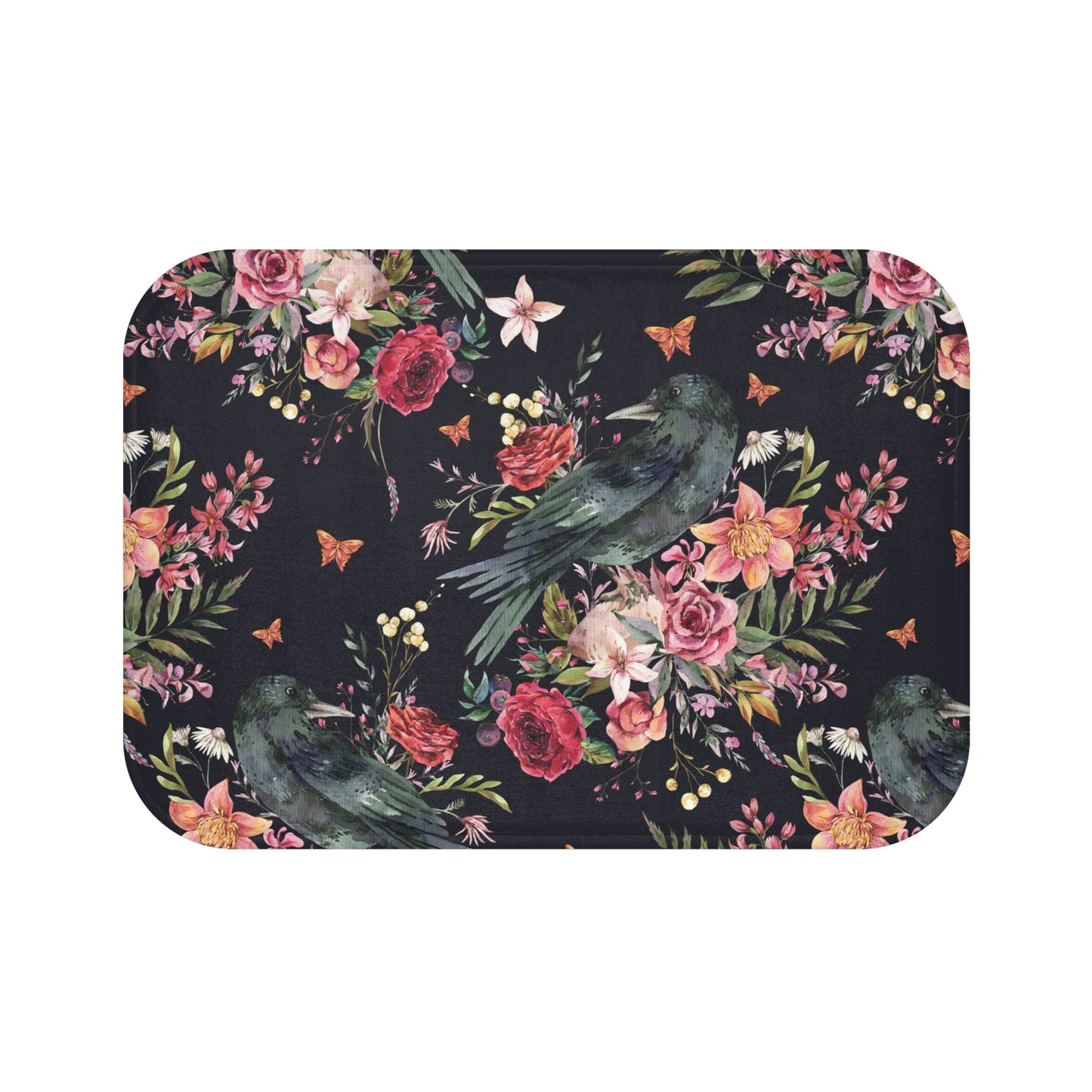 WATERCOLOR CROWS MICROFIBER BATH MAT