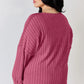BASIC BAE FULL SIZE RIBBED HALF BUTTON LONG SLEEVE T-SHIRT