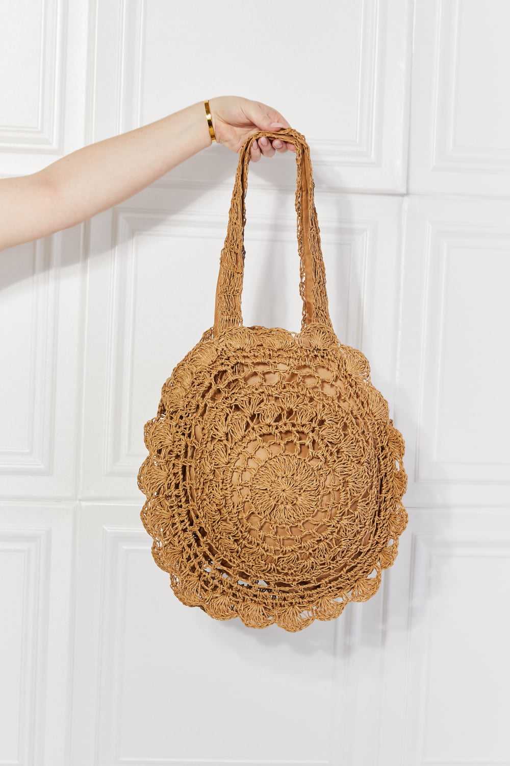 JUSTIN TAYLOR BRUNCH TIME STRAW RATTAN HANDBAG