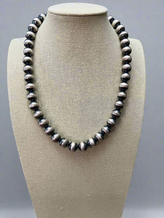 12mm Sterling Silver Pearls Necklace - 20 inch