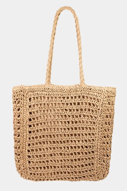 FAME STRAW BRAIDED BEACH TOTE BAG