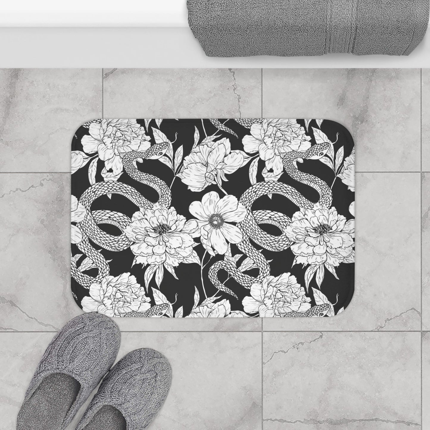 GARDEN IN GRAY MICROFIBER BATH MAT