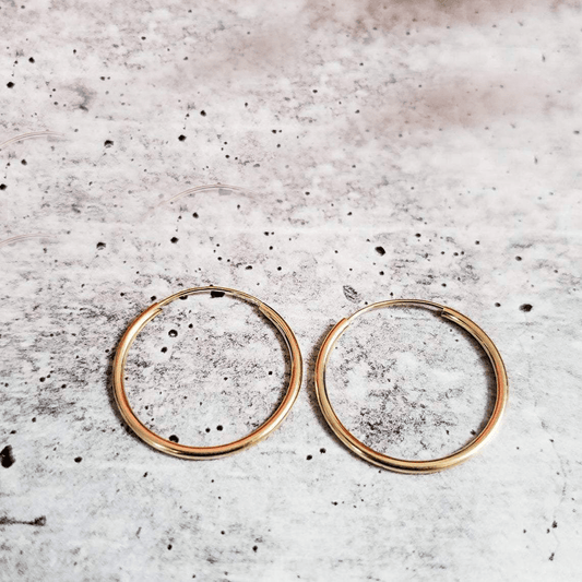 14K GOLD INITIAL ENDLESS HOOP EARRINGS
