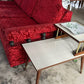 MID CENTURY MODERN RED VELVET SOFA SLEEPER