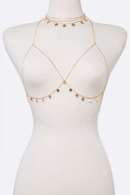 2 IN 1 FRINGE DISK BRA CHAIN SET