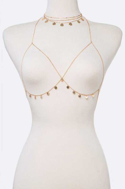 2 IN 1 FRINGE DISK BRA CHAIN SET